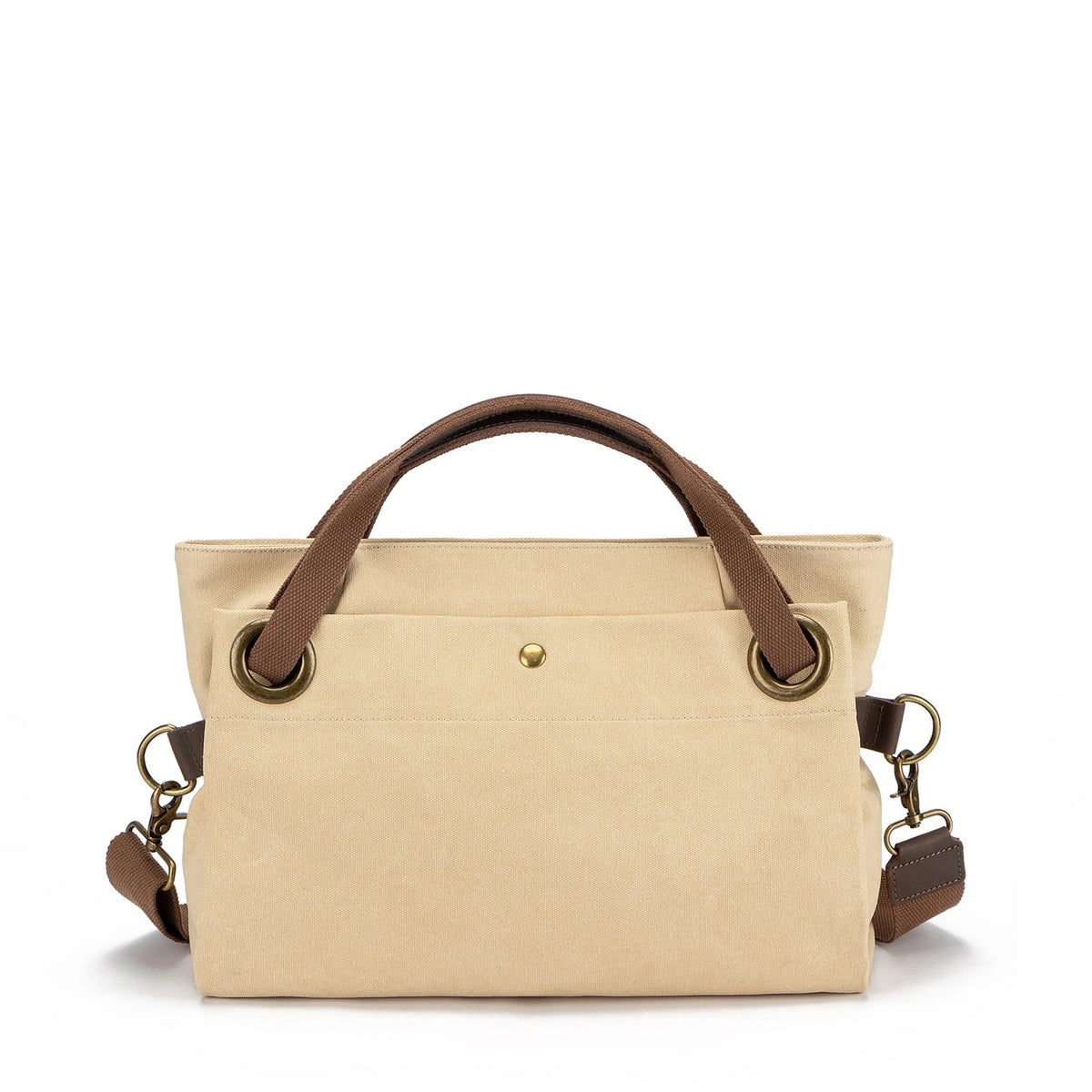 Borsa a spalla in pelle e tela TOBAGO M Beige