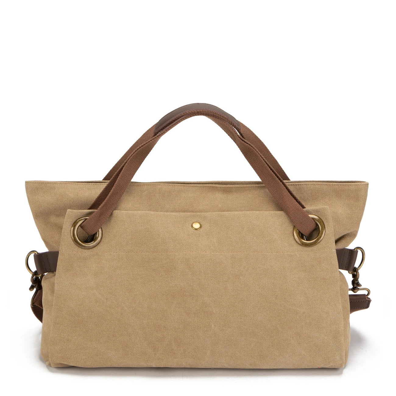 Sac week-end en cuir et toile TOBAGO L Beige foncé