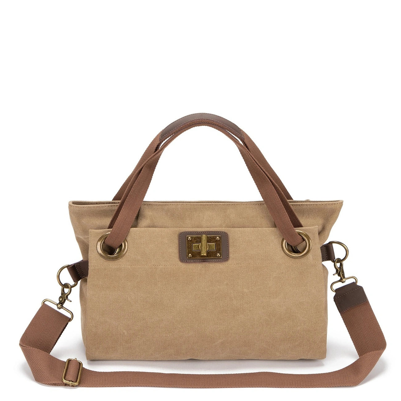 Borsa per il fine settimana in pelle e tela TOBAGO Mole chiara