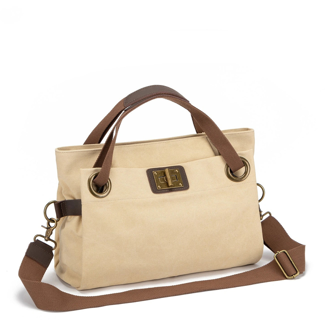 Borsa per il fine settimana in pelle e tela TOBAGO Mole chiara