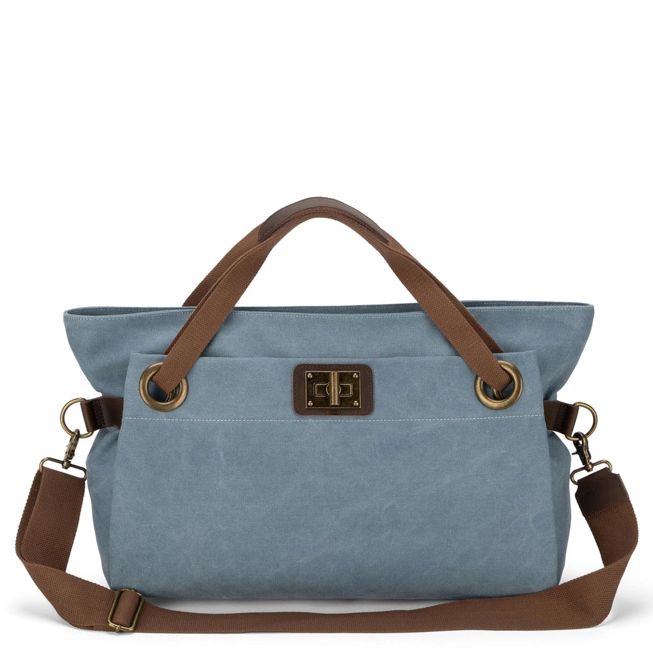 Sac week-end en cuir et toile TOBAGO L Bleu gris