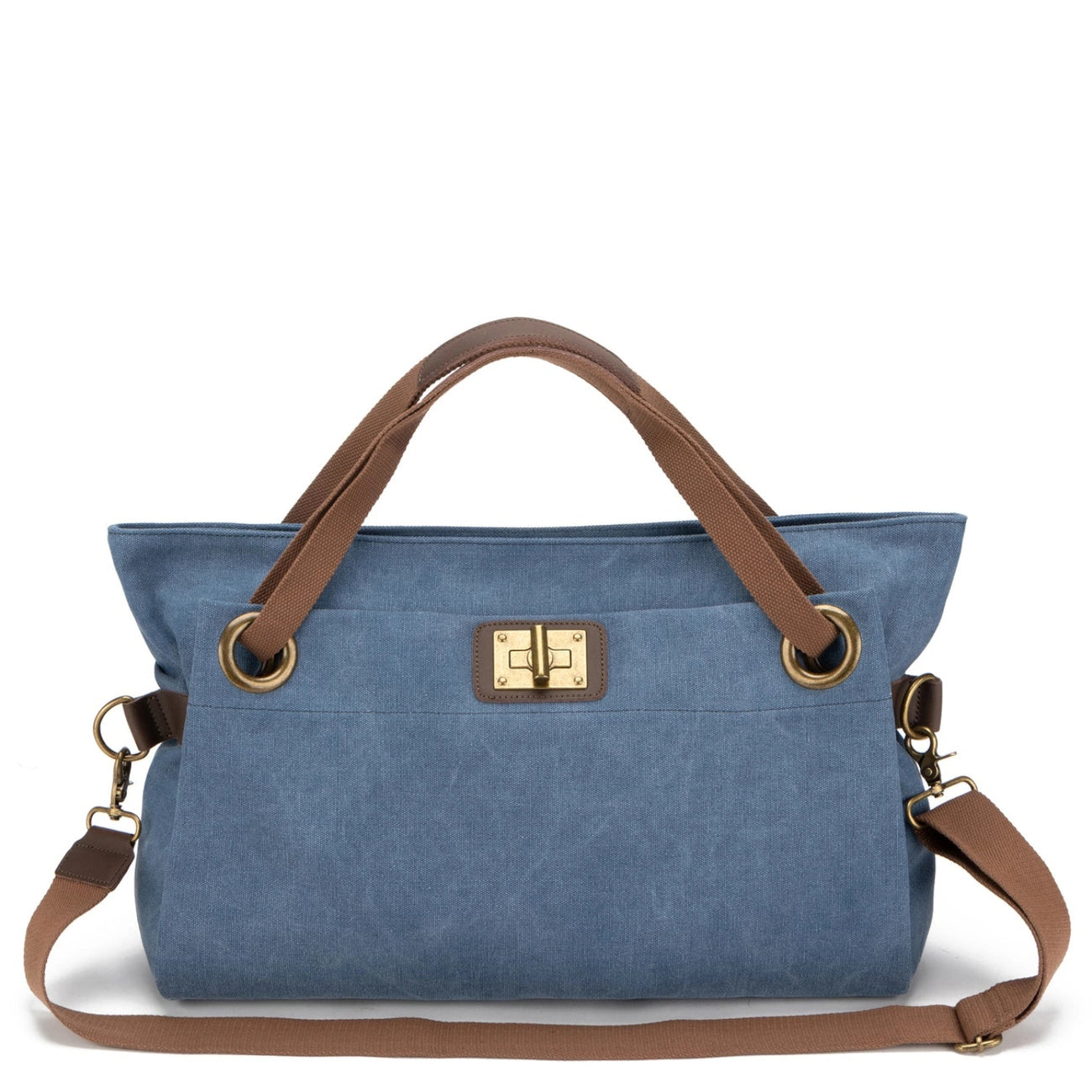 Leather and canvas weekend bag TOBAGO Blue