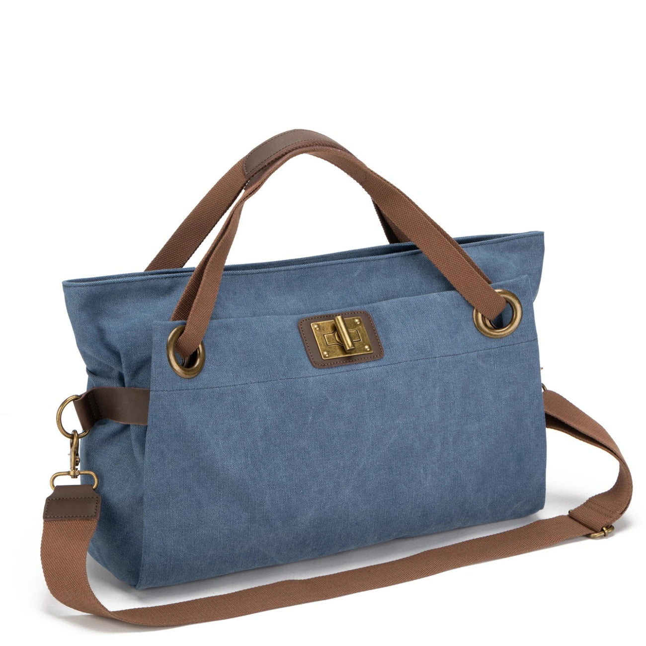 Leather and canvas weekend bag TOBAGO Blue