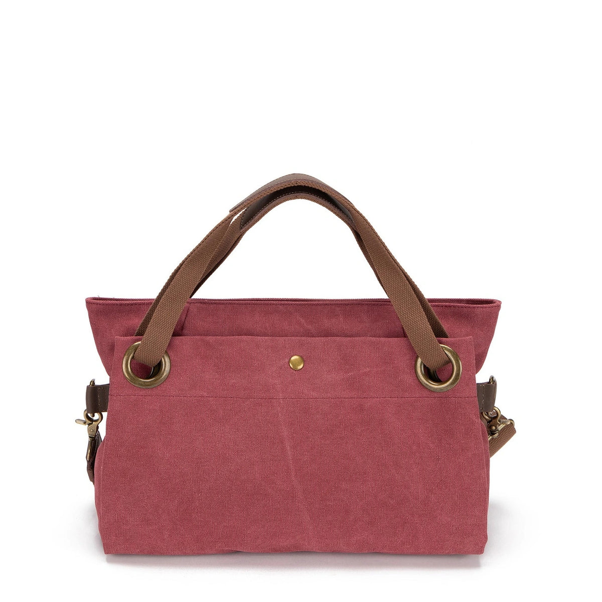 Borsa a spalla in pelle e tela TOBAGO M Rosso bordeaux