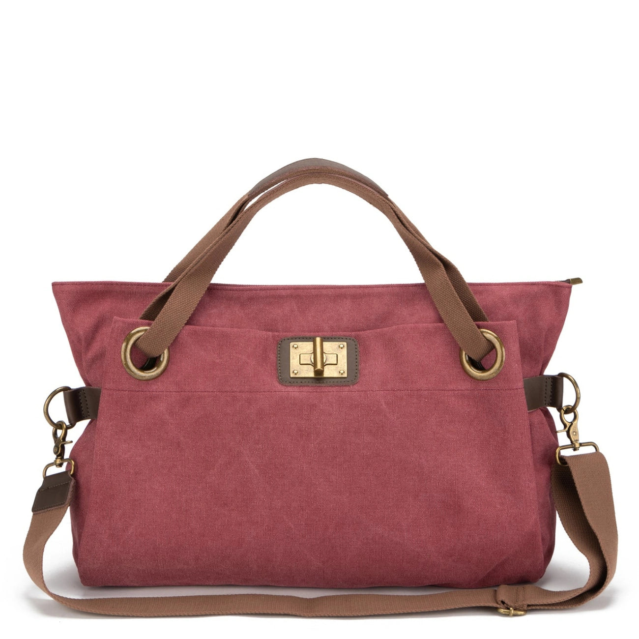Sac week-end en cuir et toile TOBAGO L Bordeaux