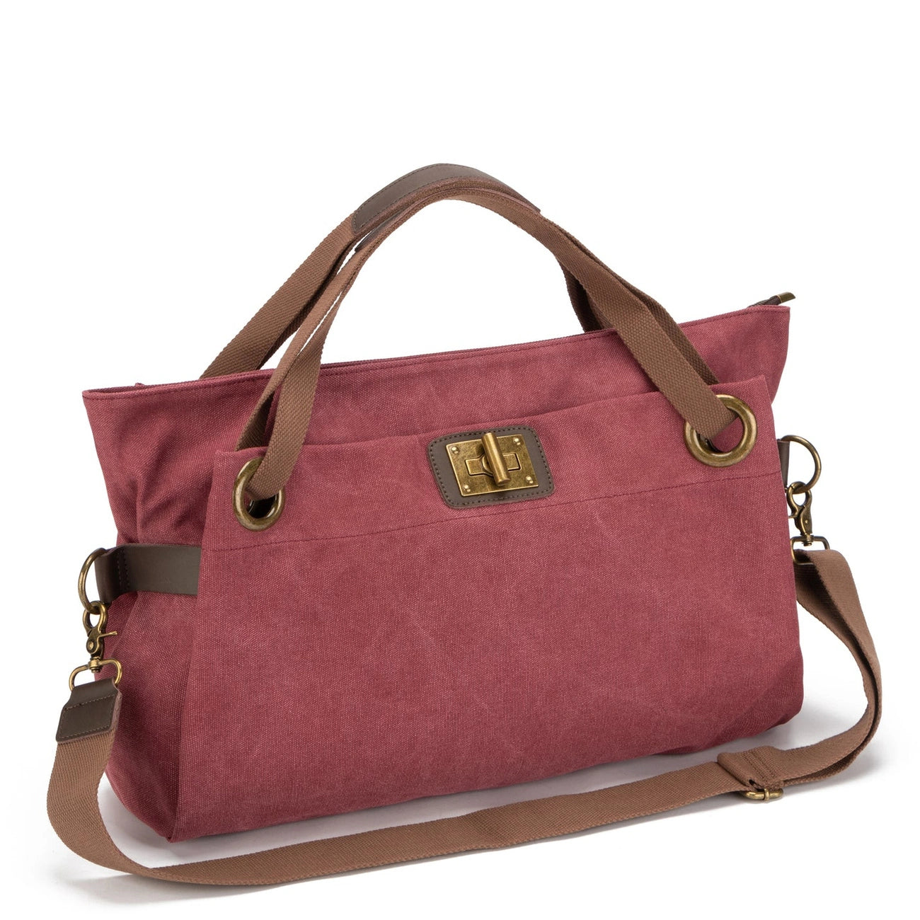 Sac week-end en cuir et toile TOBAGO L Bordeaux