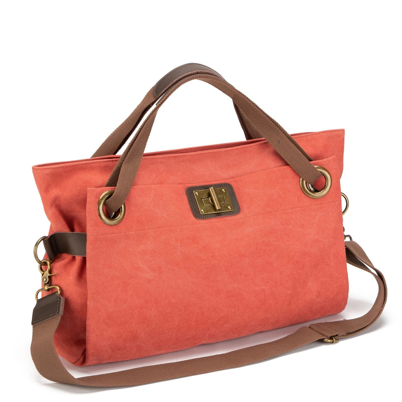 Sac week-end en cuir et toile TOBAGO L Rose corail