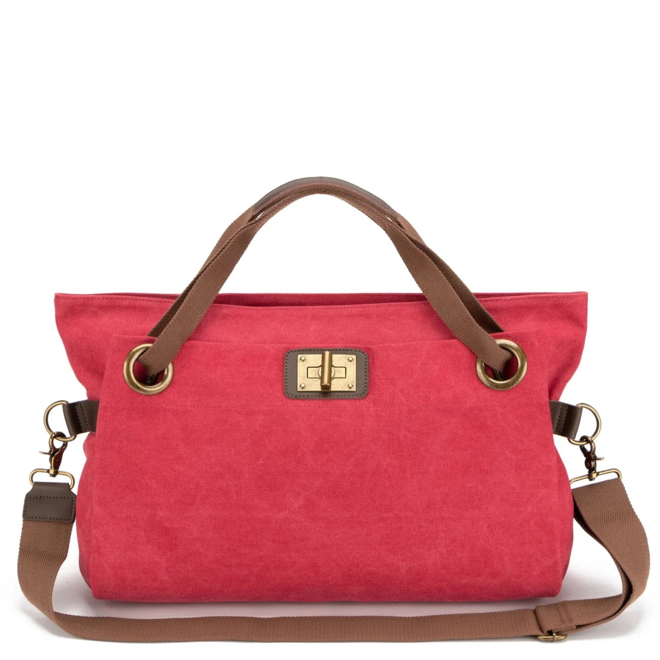Sac week-end en cuir et toile TOBAGO L Rose framboise