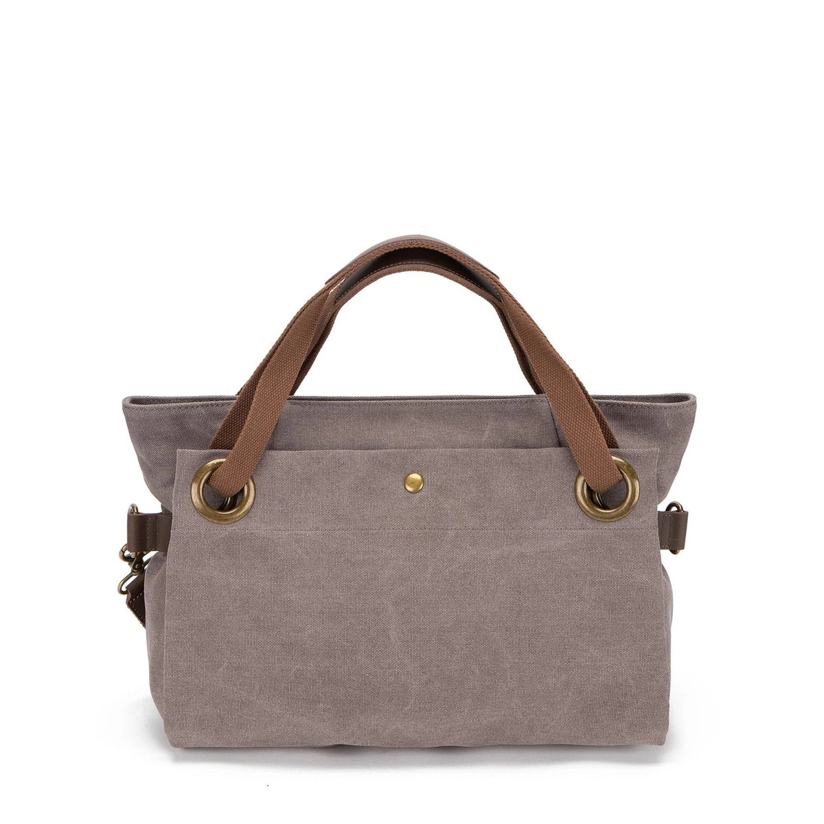 Bolso de hombro en piel y lona TOBAGO M Gris topo