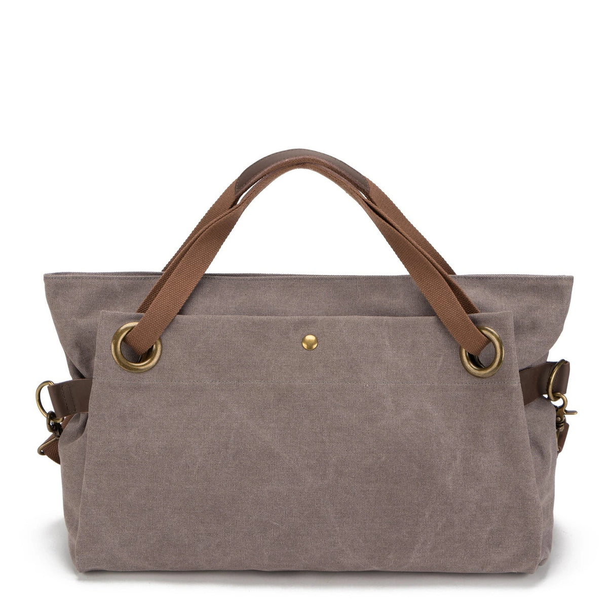 TOBAGO L leather and canvas weekend bag, Taupe gray
