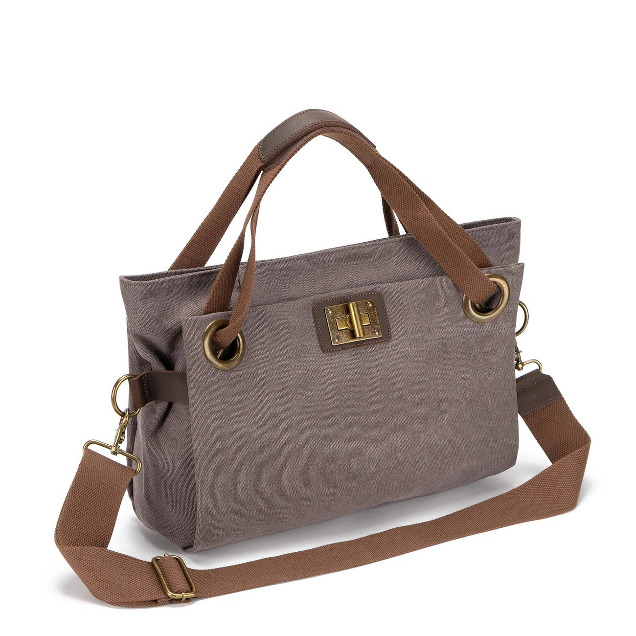 Leather and canvas weekend bag TOBAGO Clear mole