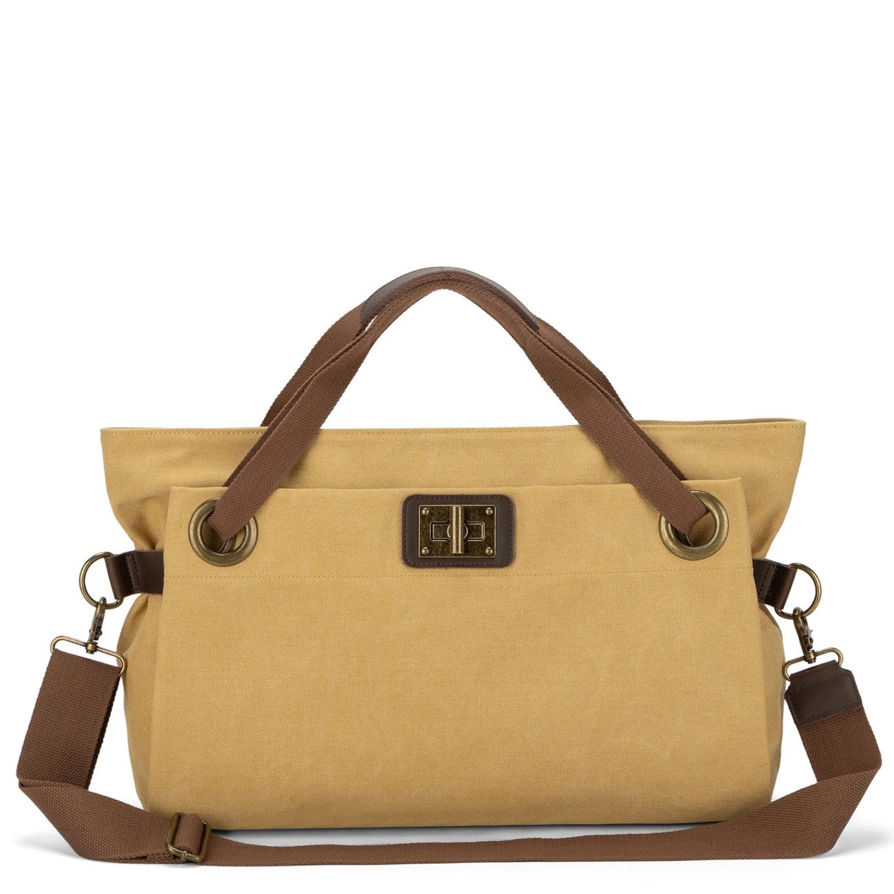 Sac week-end en cuir et toile TOBAGO L Jaune