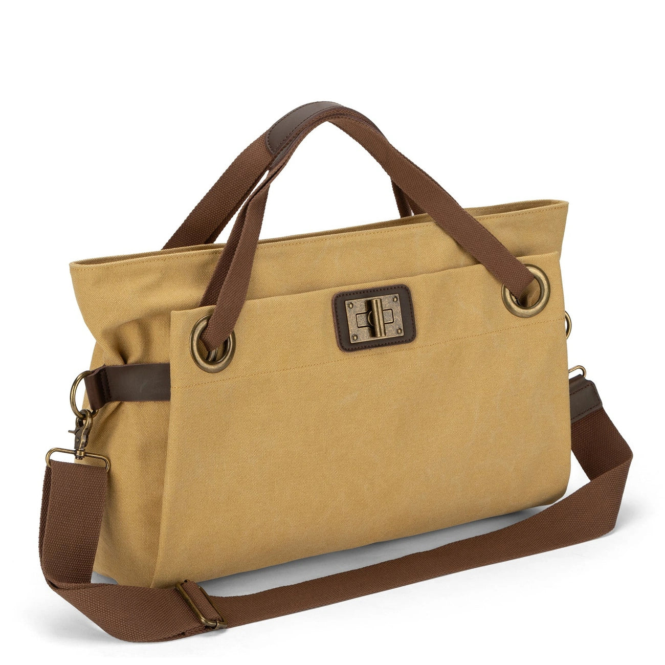 Sac week-end en cuir et toile TOBAGO L Jaune