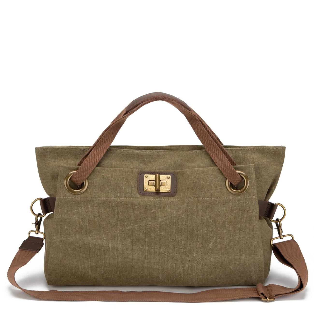 Leather and canvas weekend bag TOBAGO Khaki