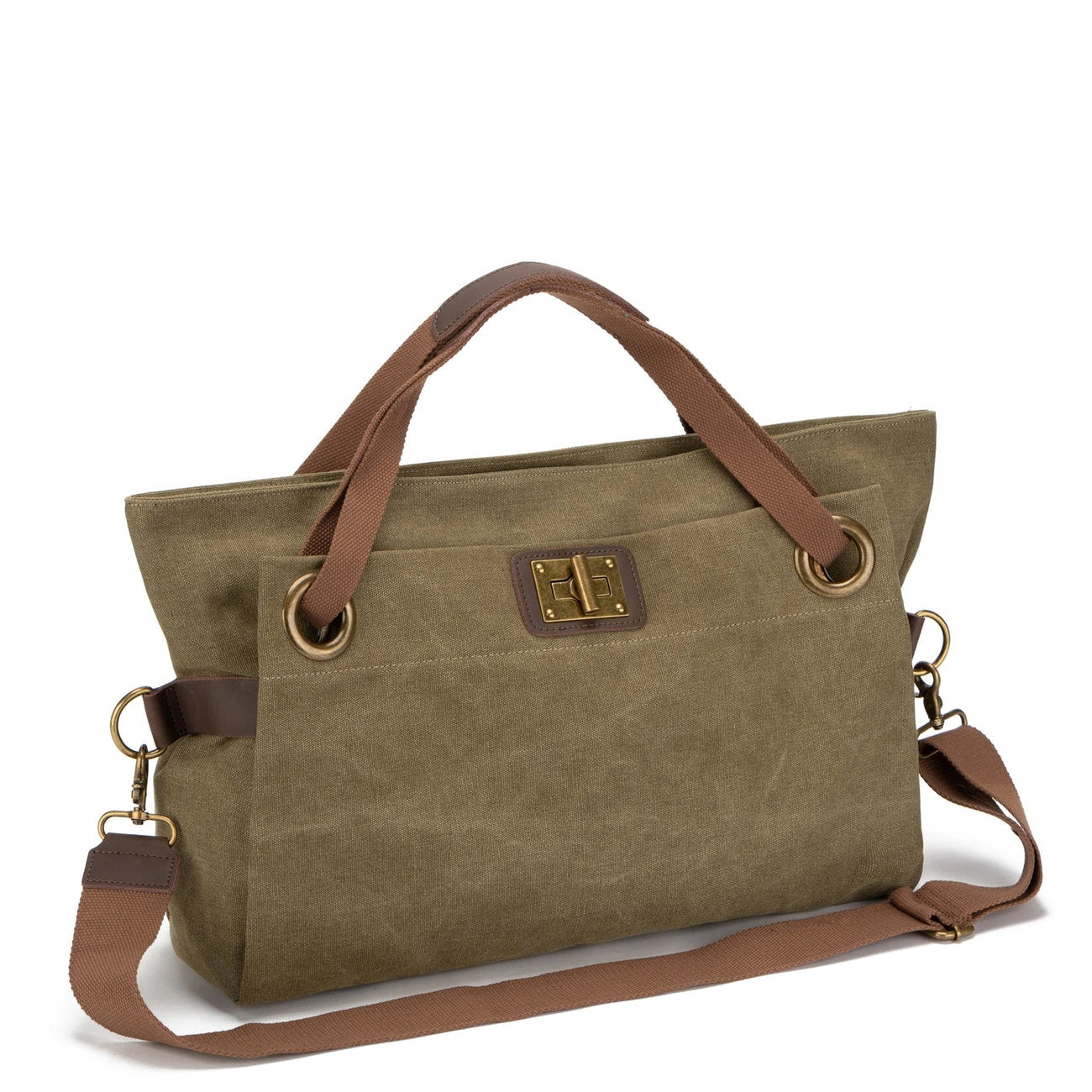 Leather and canvas weekend bag TOBAGO Khaki