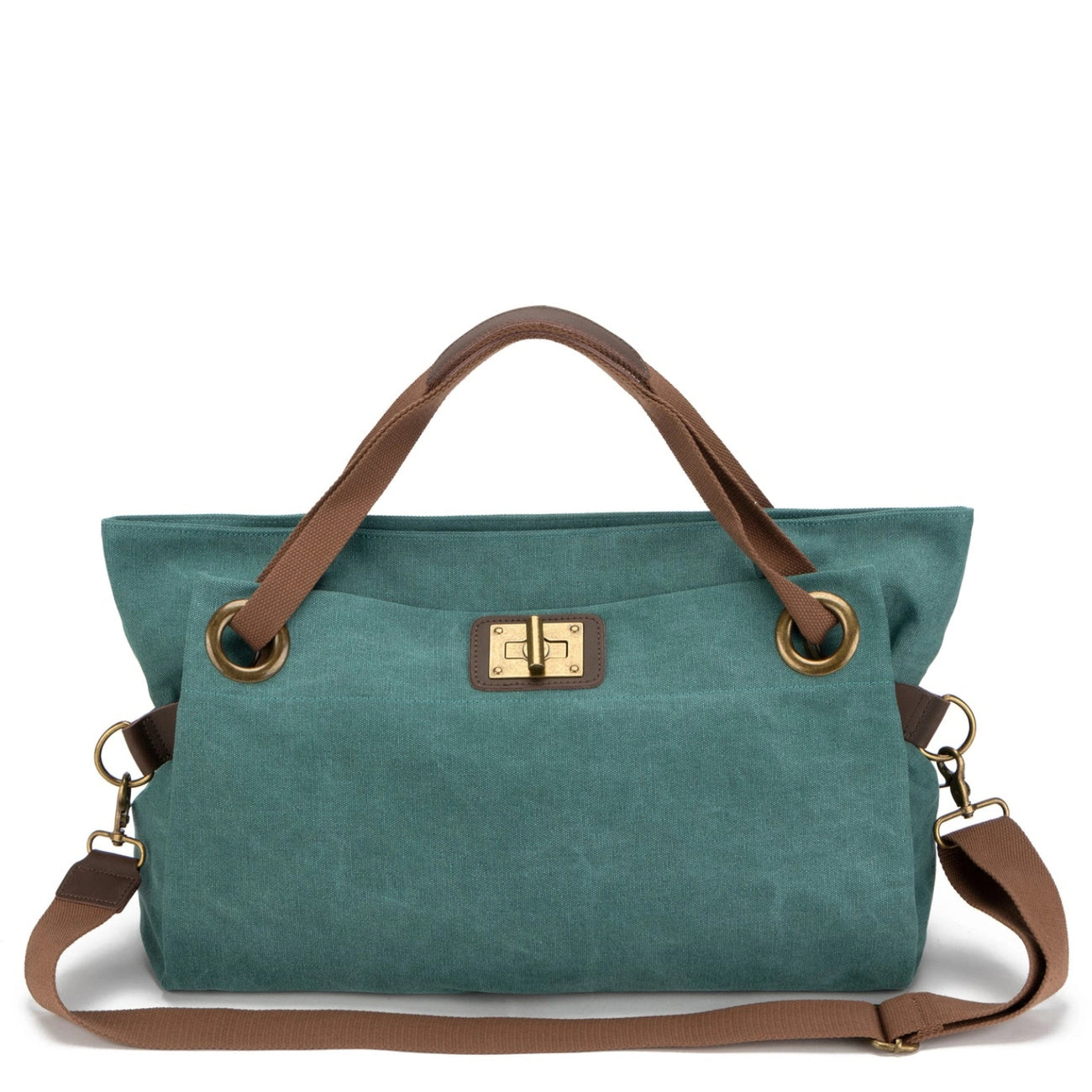 Leather and canvas weekend bag TOBAGO Duck green