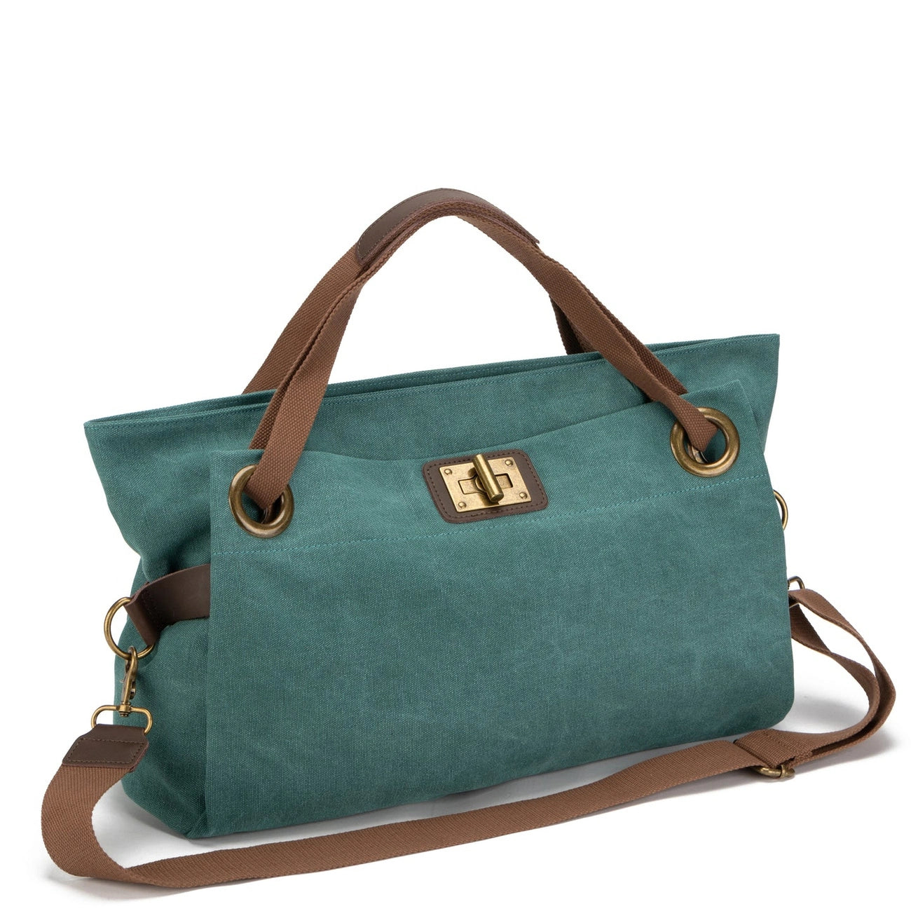 Leather and canvas weekend bag TOBAGO Duck green