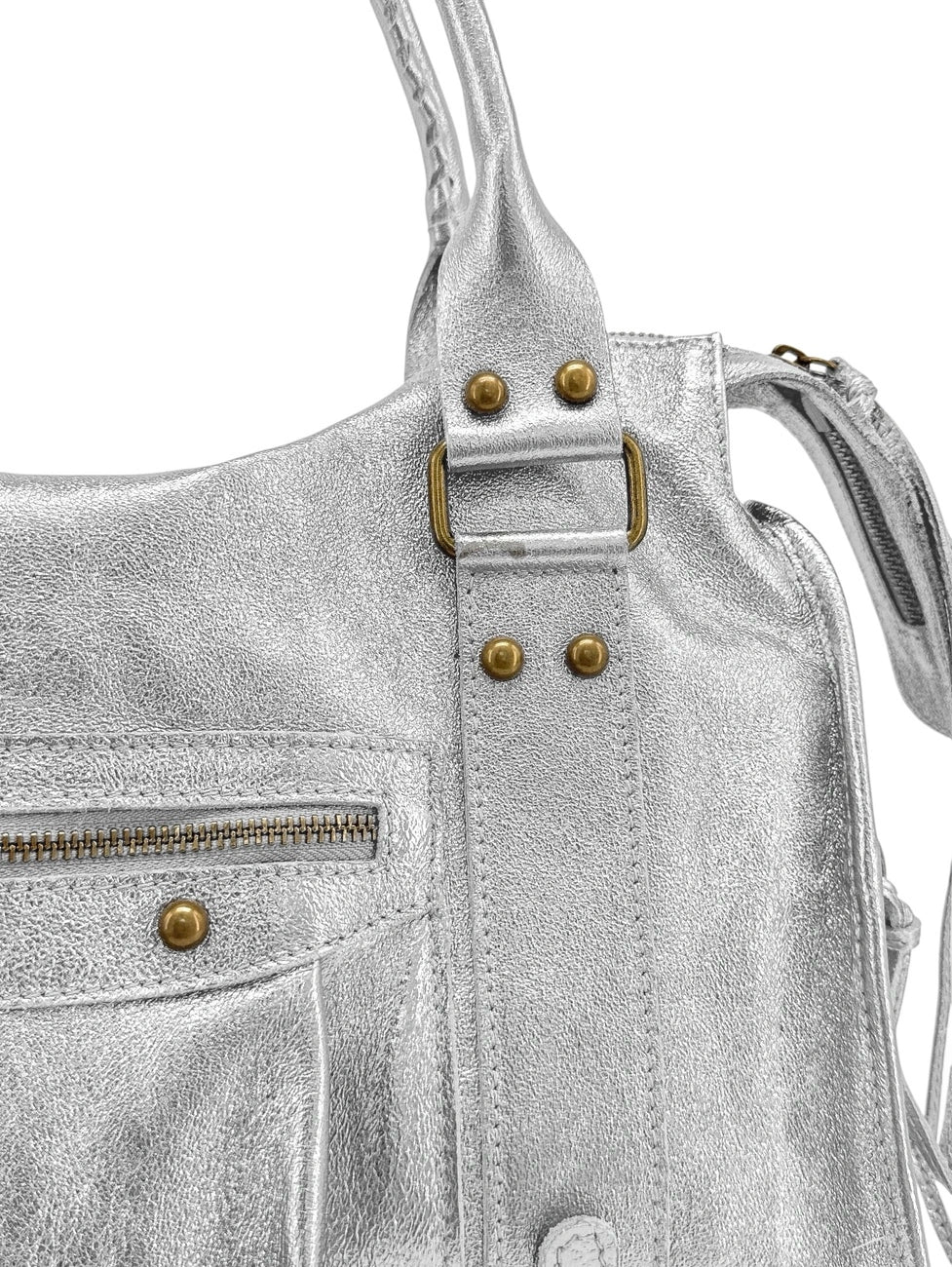 Borsa a mano in pelle iridescente SANDSTORM Argento chiaro