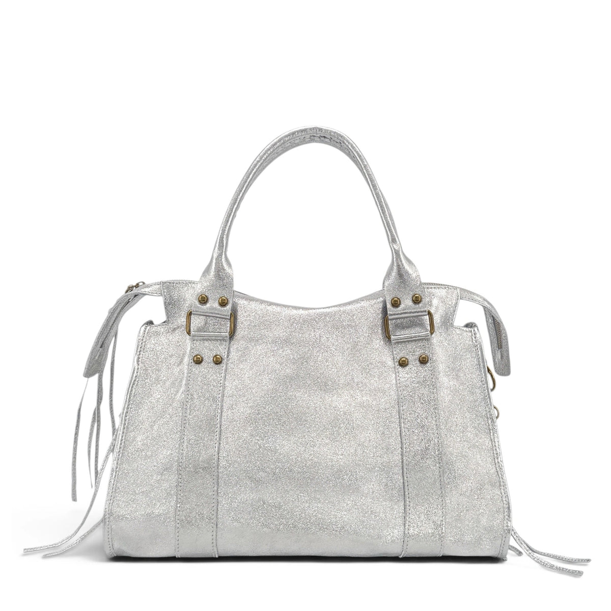Borsa a mano in pelle iridescente SANDSTORM Argento chiaro