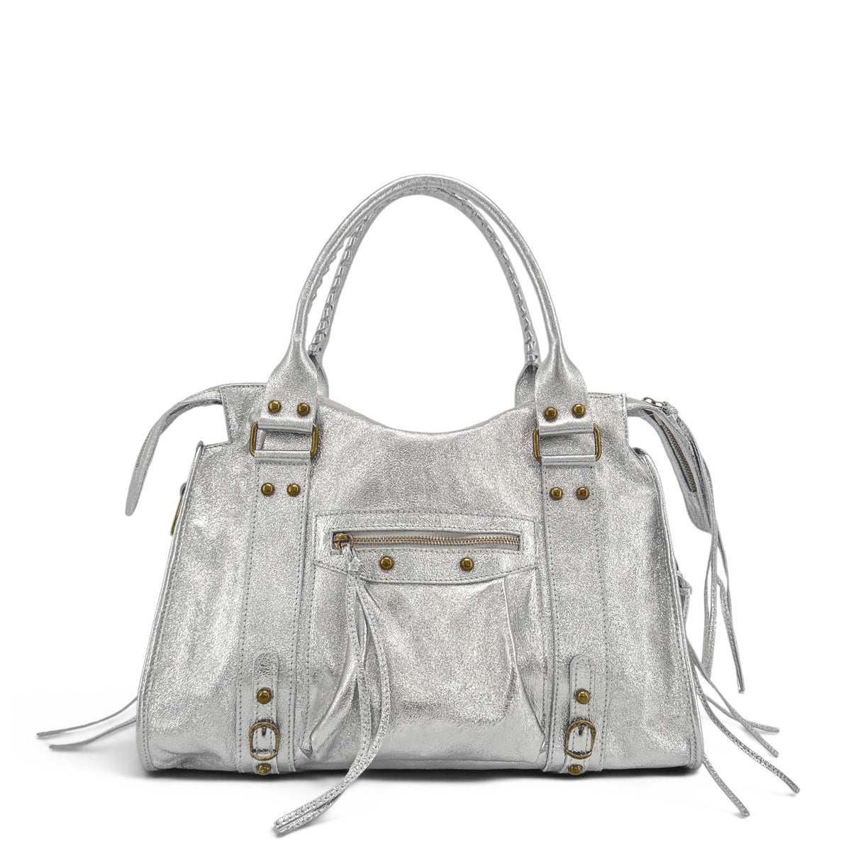 Borsa a mano in pelle iridescente SANDSTORM Argento chiaro