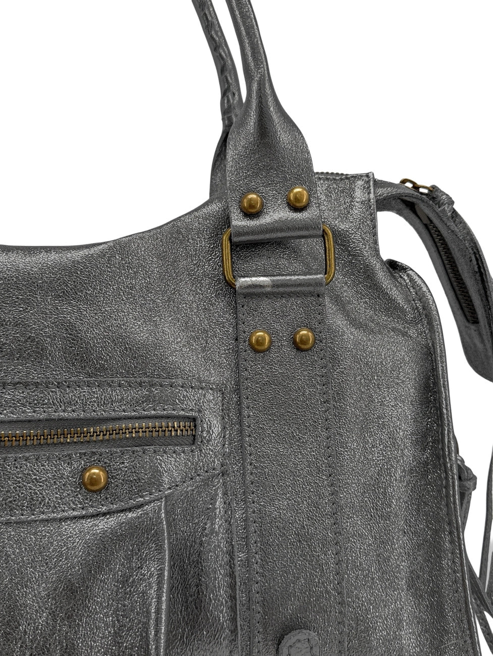 Handtasche aus schillerndem Leder SANDSTORM Dunkelsilber