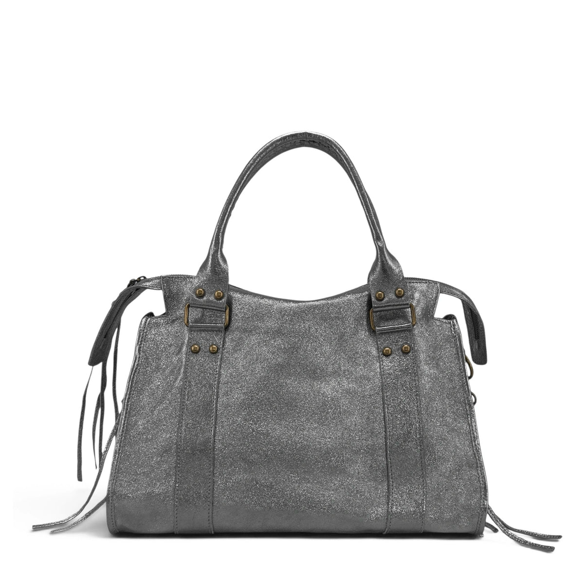Handtasche aus schillerndem Leder SANDSTORM Dunkelsilber