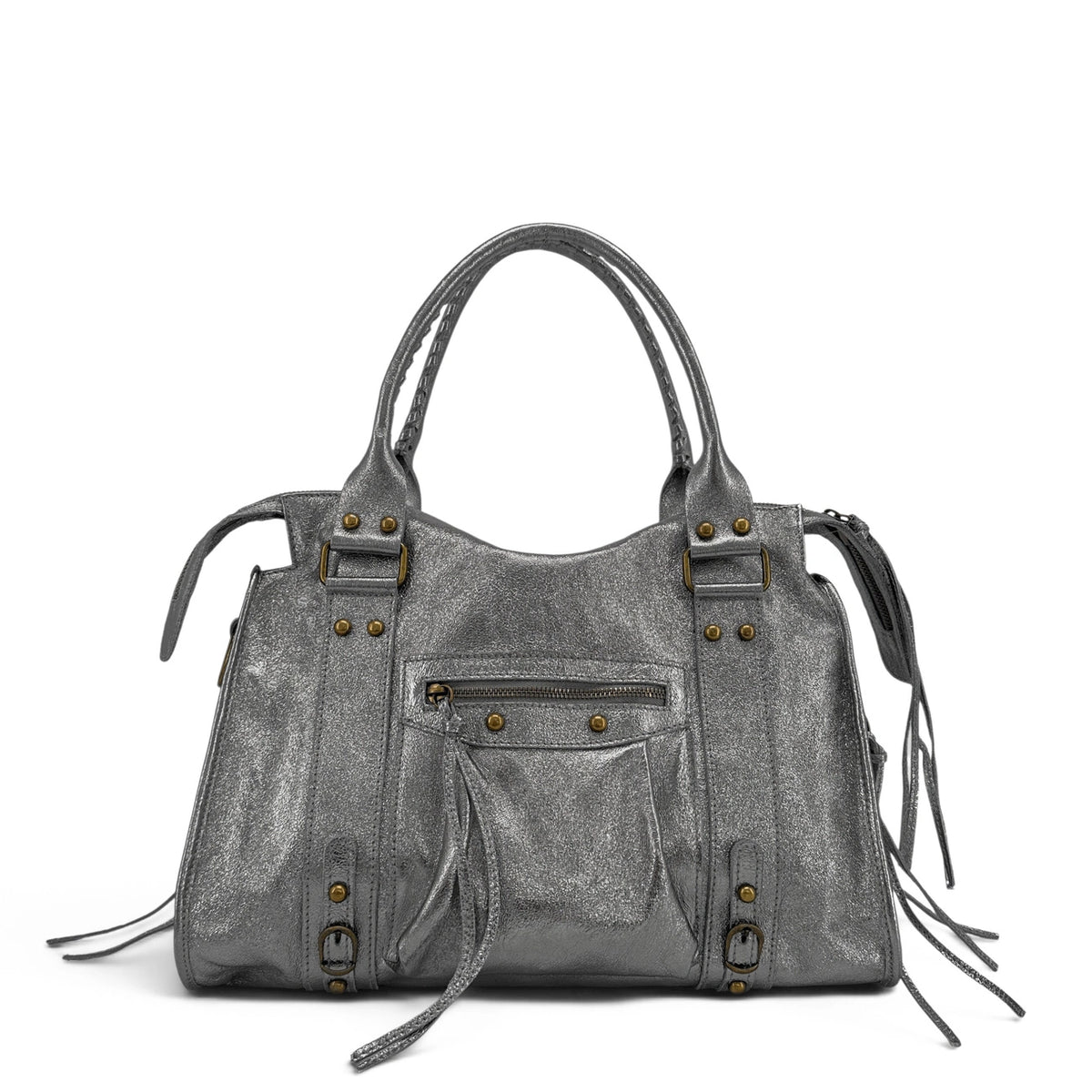 Borsa a mano in pelle iridescente SANDSTORM Argento scuro