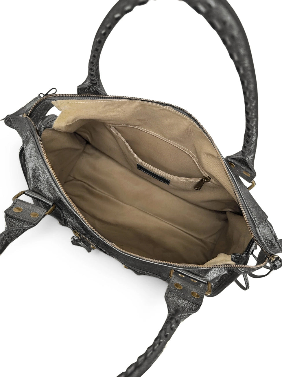 Handtasche aus schillerndem Leder SANDSTORM Dunkelsilber