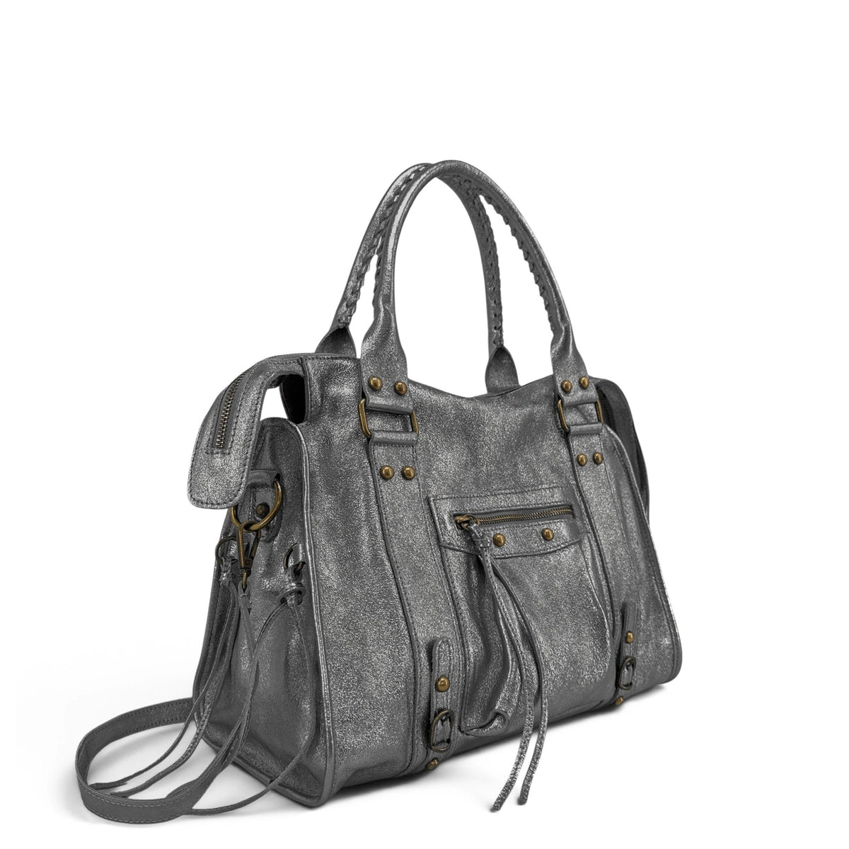 Borsa a mano in pelle iridescente SANDSTORM Argento scuro