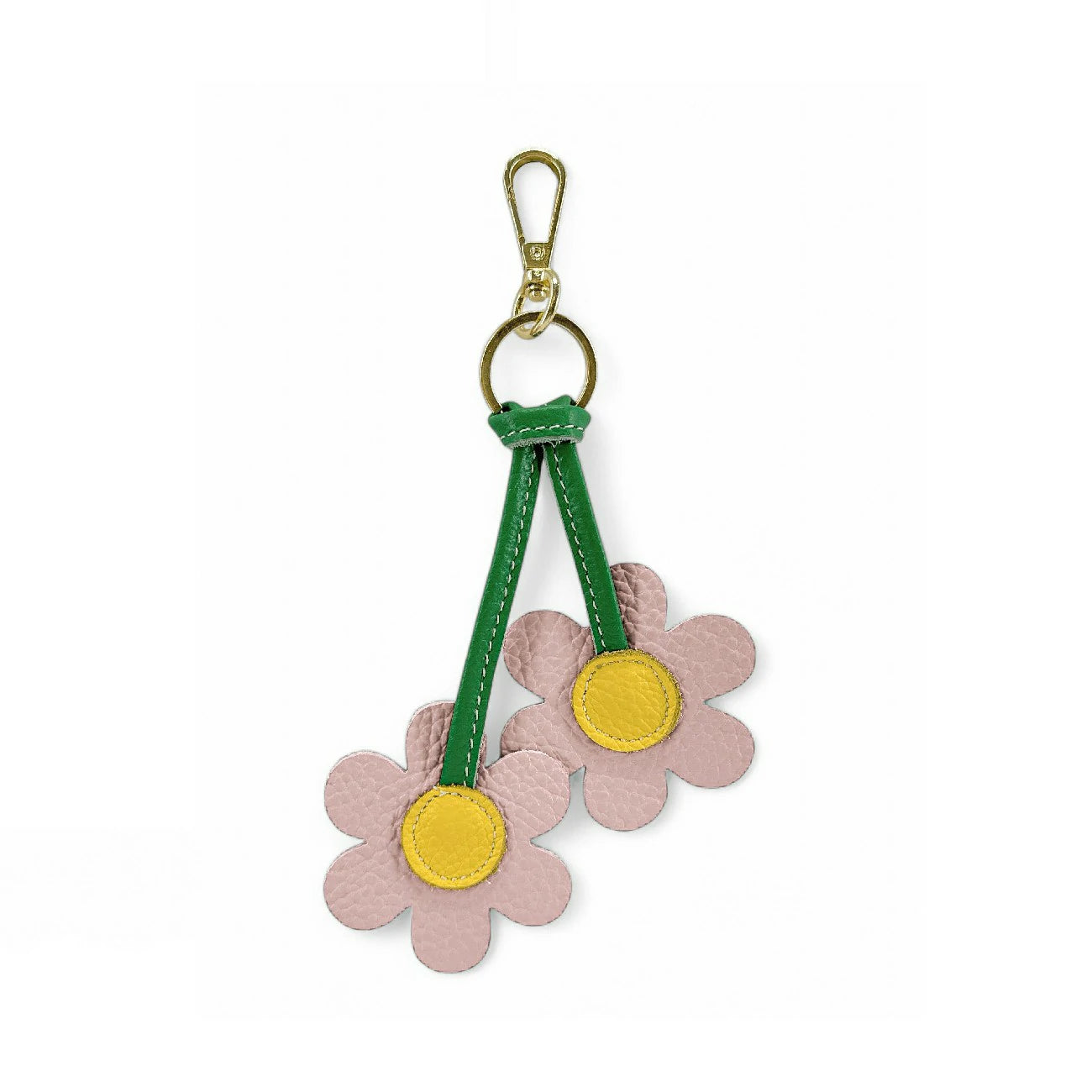 Grained leather keychain FLOWA POWA Rose intense