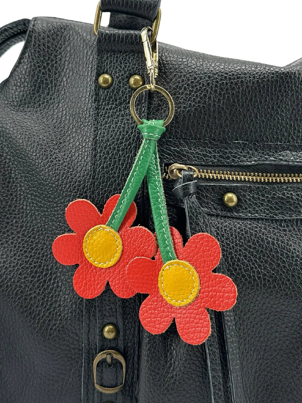 Schlüsselanhänger aus genarbtem Leder FLOWA POWA Klatschmohnrot