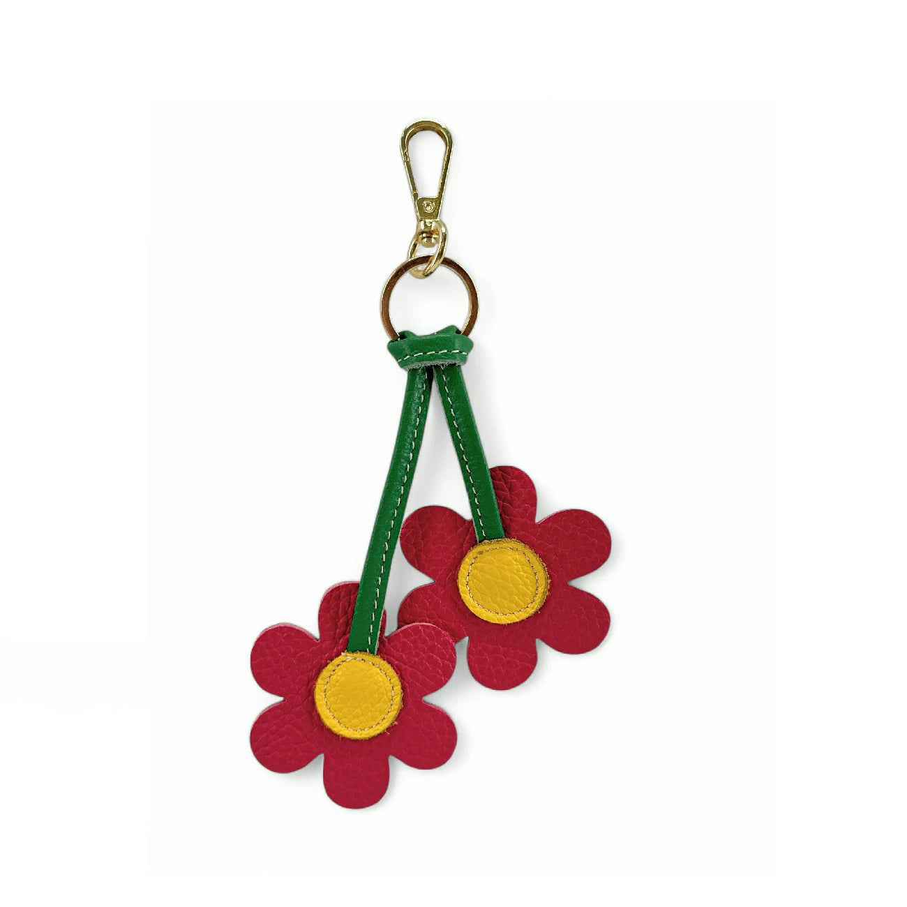 Grained leather keychain FLOWA POWA Dark mole