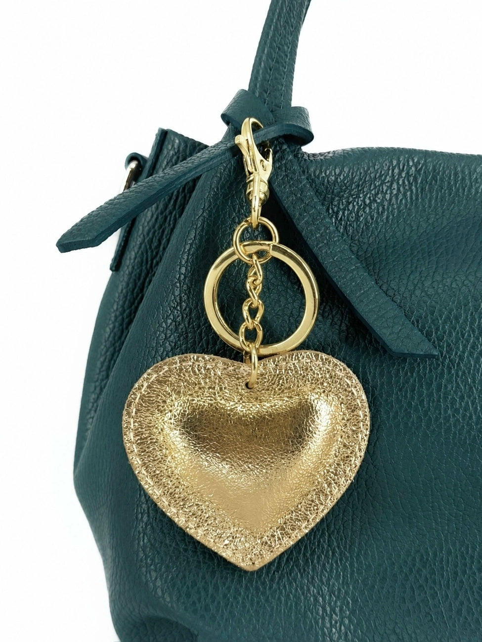 Portachiavi in pelle iridescente COEUR GOLD Oro pallido