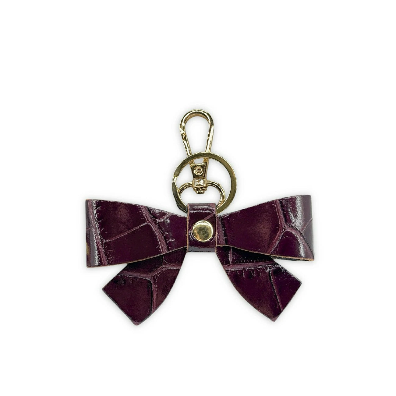 Leather keychain with crocodile pattern FARFALA CROCO Anise green