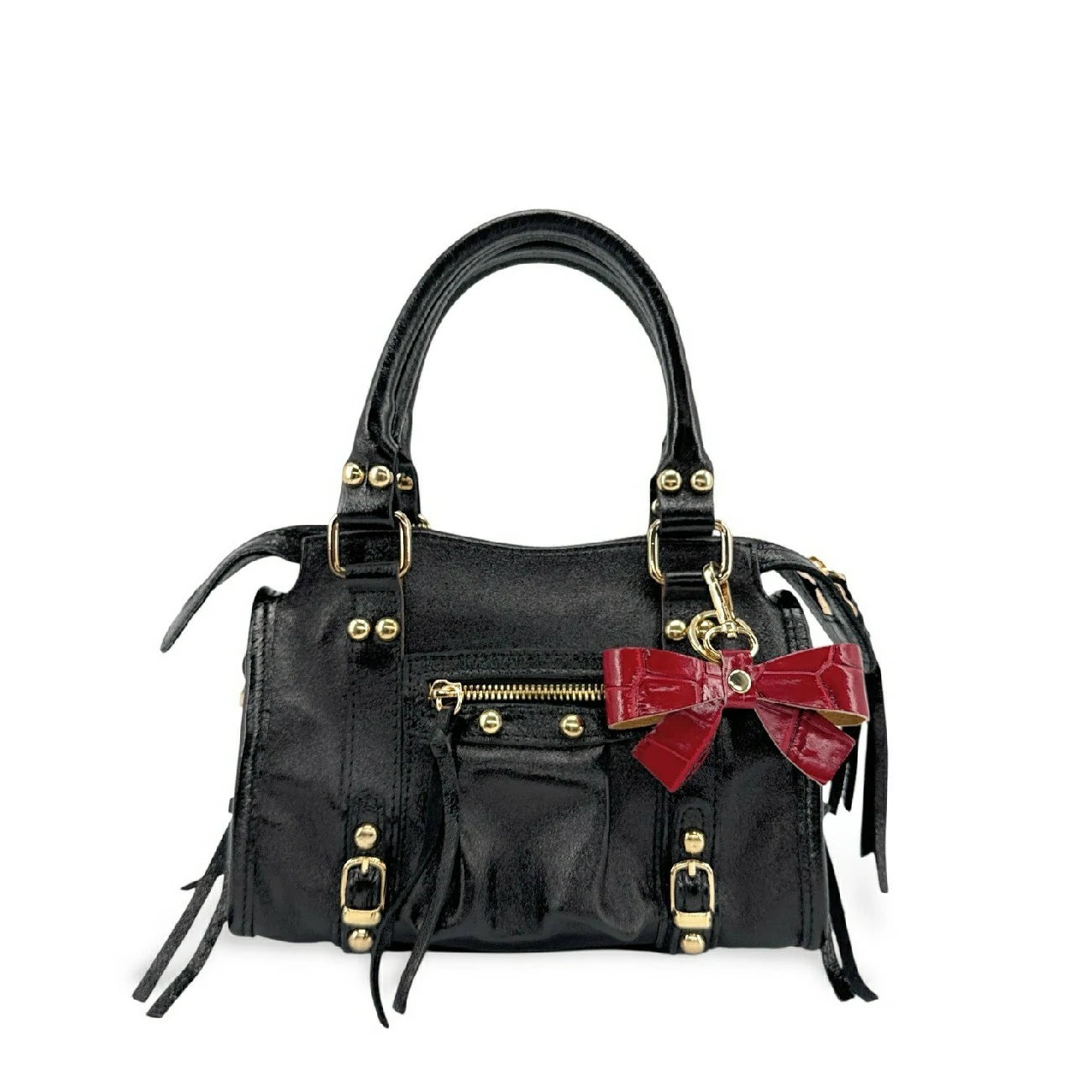 Leather keychain with crocodile pattern FARFALA CROCO Anise green