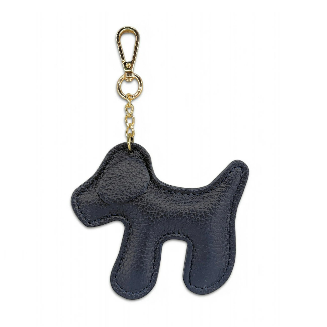 Porte-clés en cuir grainé WOUF Bleu marine