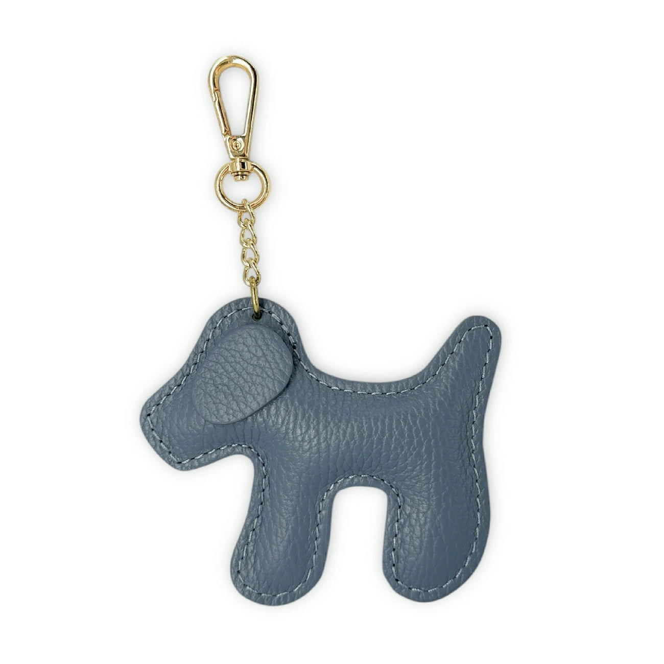 Porte-clés en cuir grainé WOUF Bleu glacier