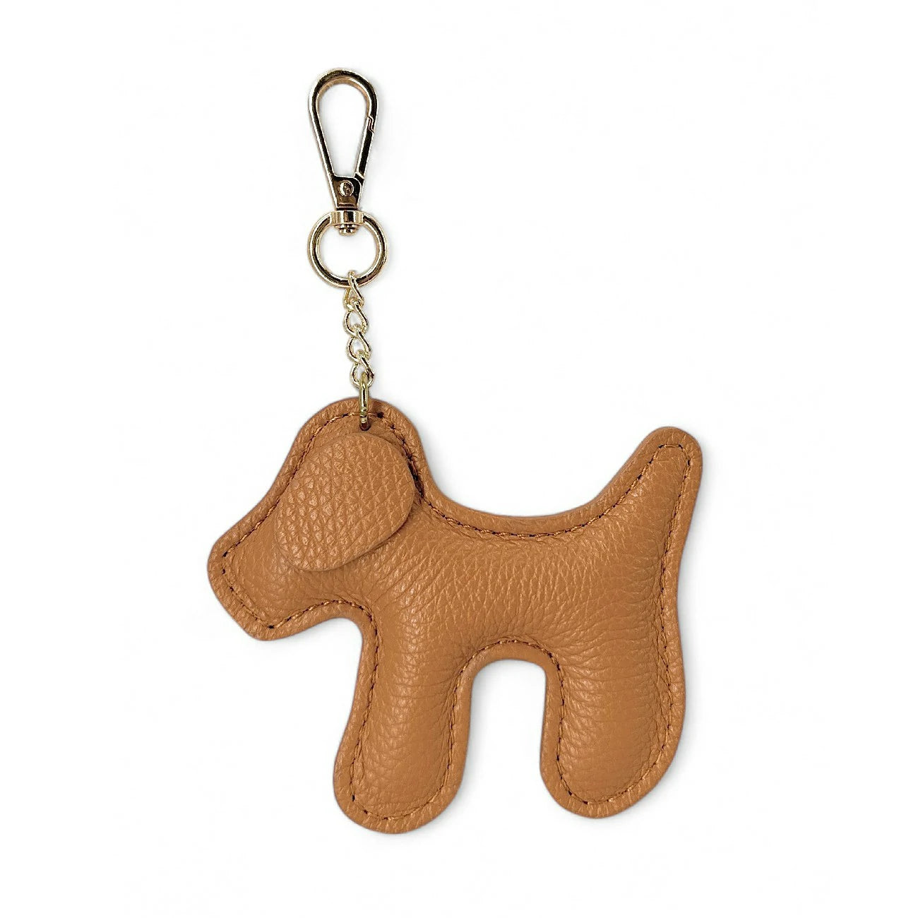 Porte-clés en cuir grainé WOUF Camel clair