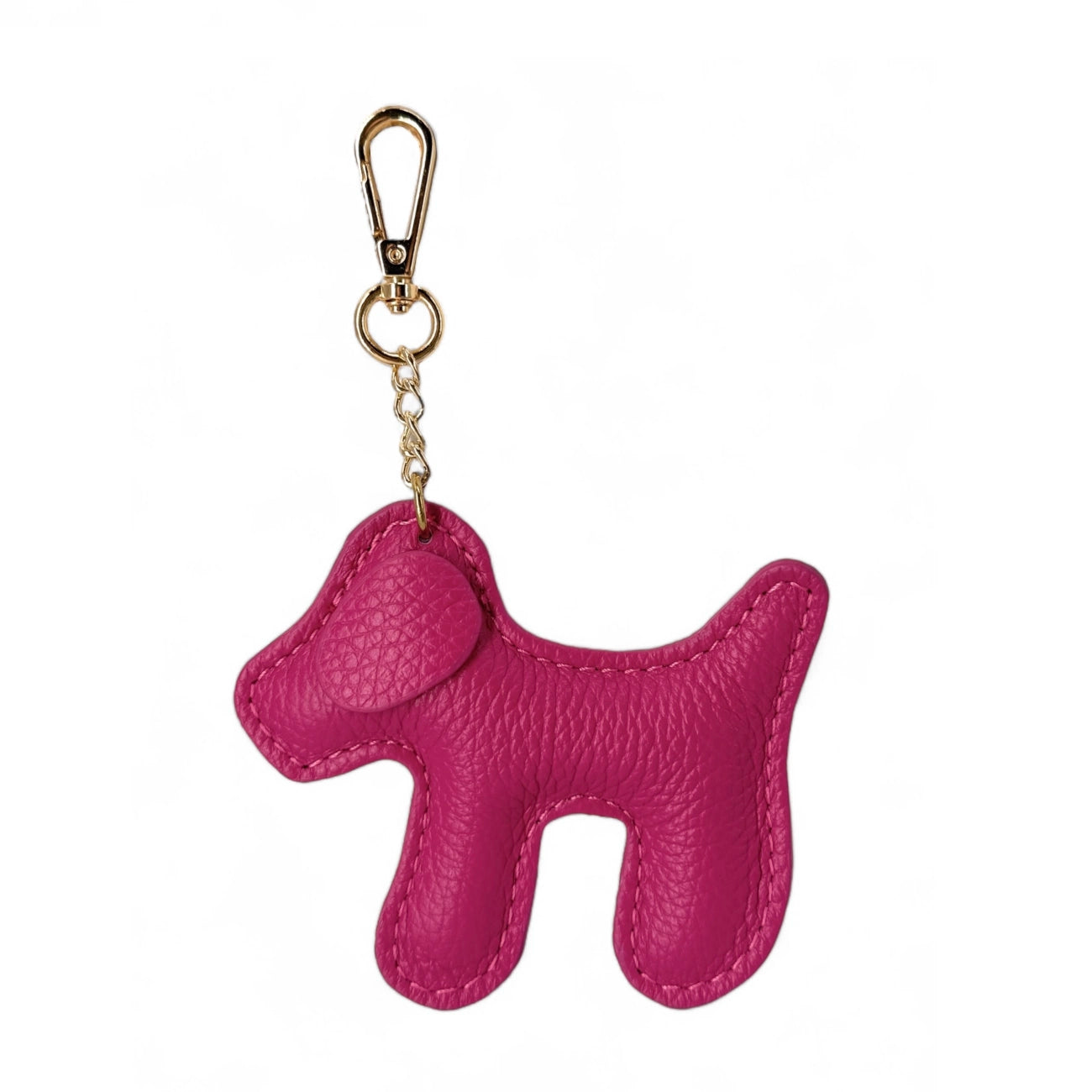 Porte-clés en cuir grainé WOUF Rose fuchsia