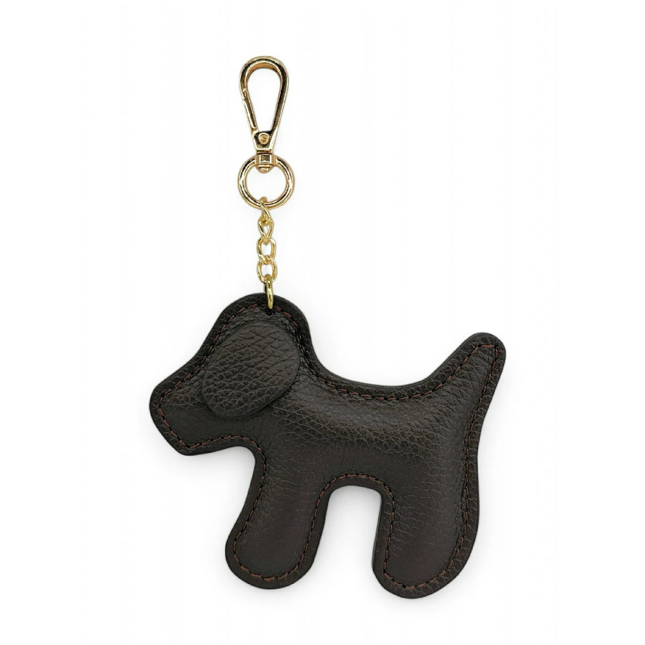 Grained leather keychain WOUF Chocolate