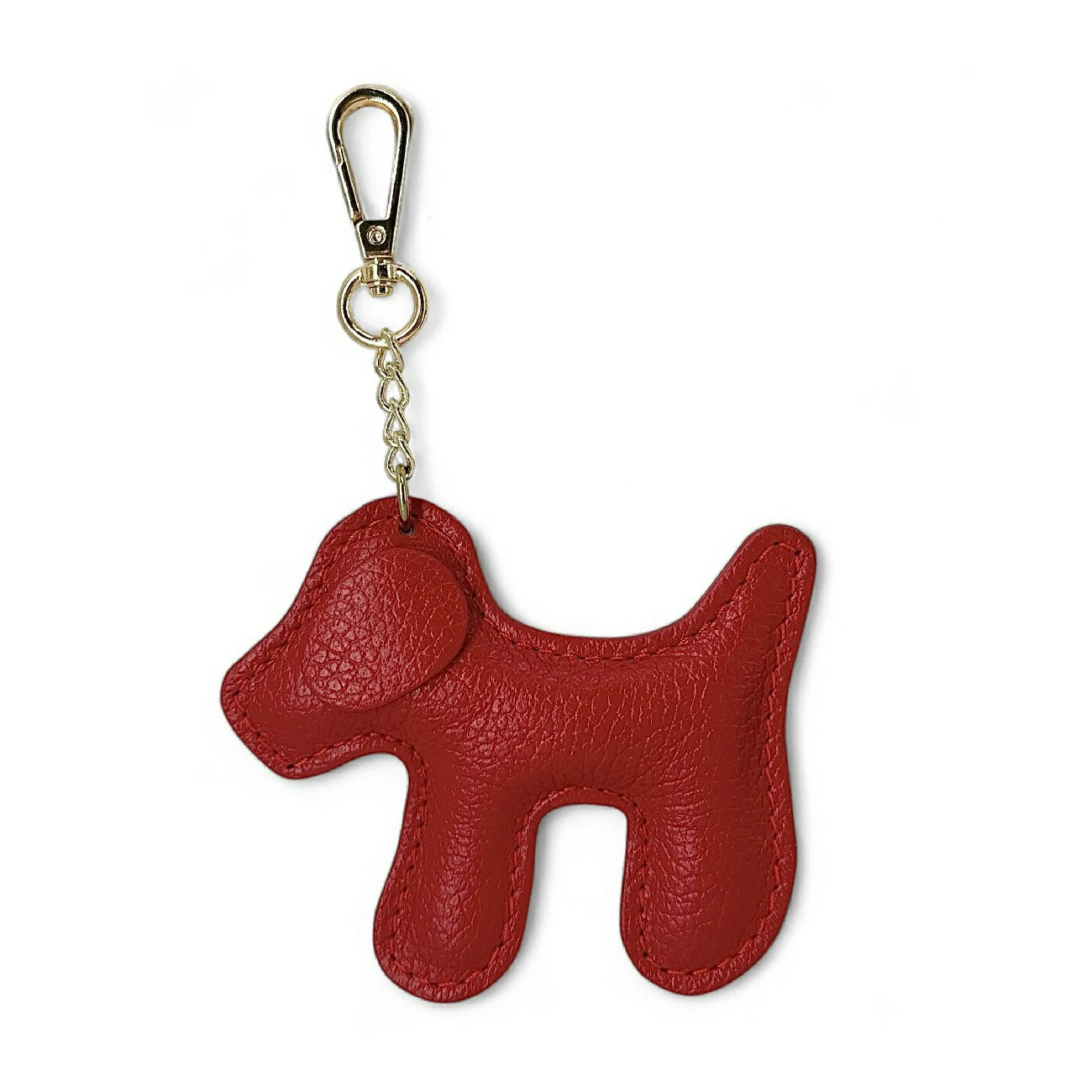 Porte-clés en cuir grainé WOUF Rouge intense