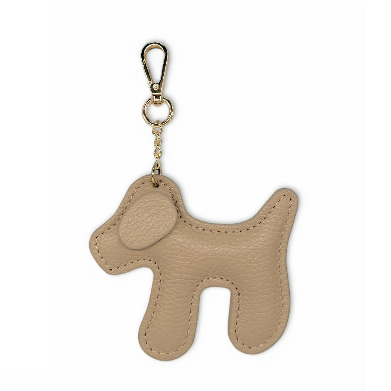 Porte-clés en cuir grainé WOUF Taupe