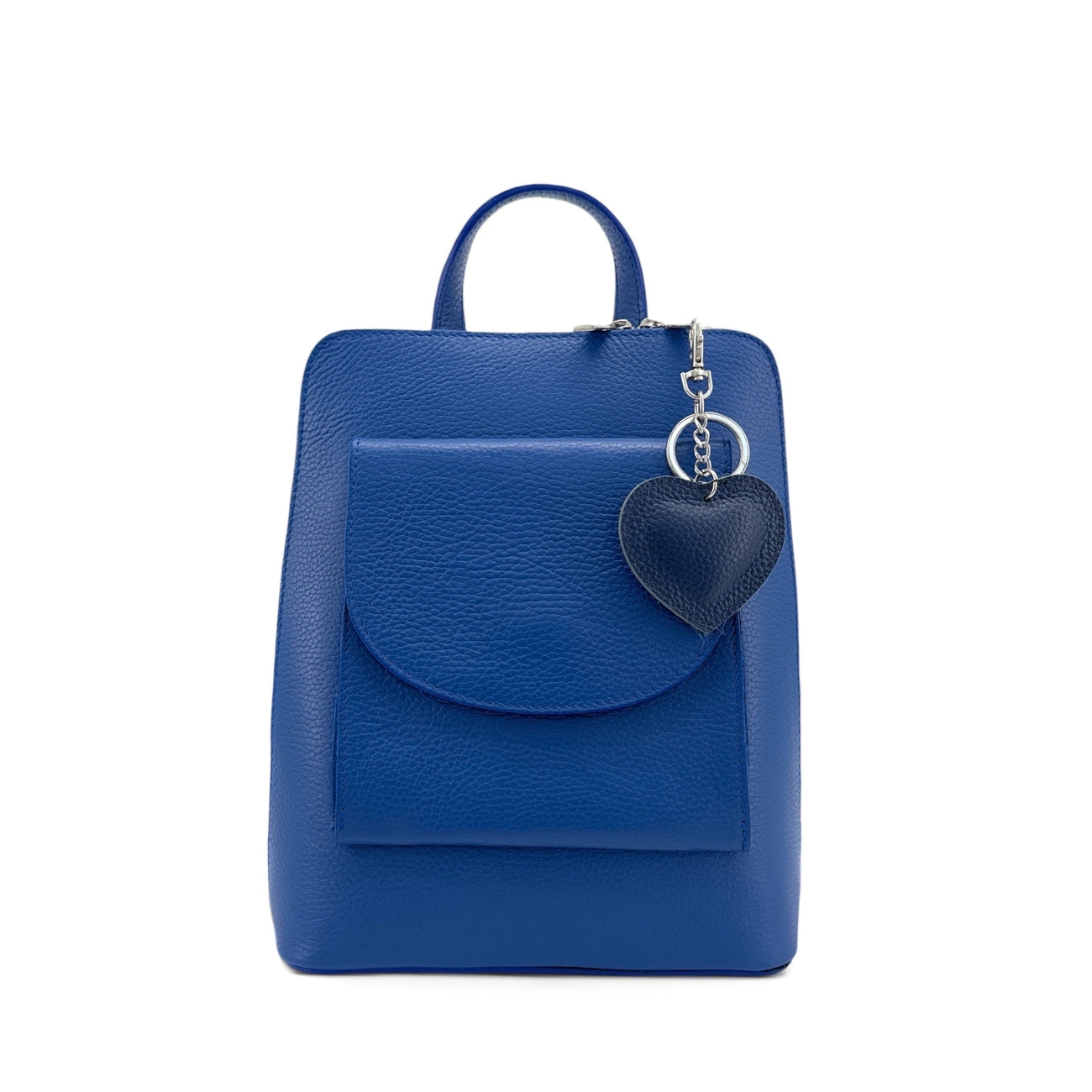 Llavero de cuero grano COEUR SILVER Azul marino