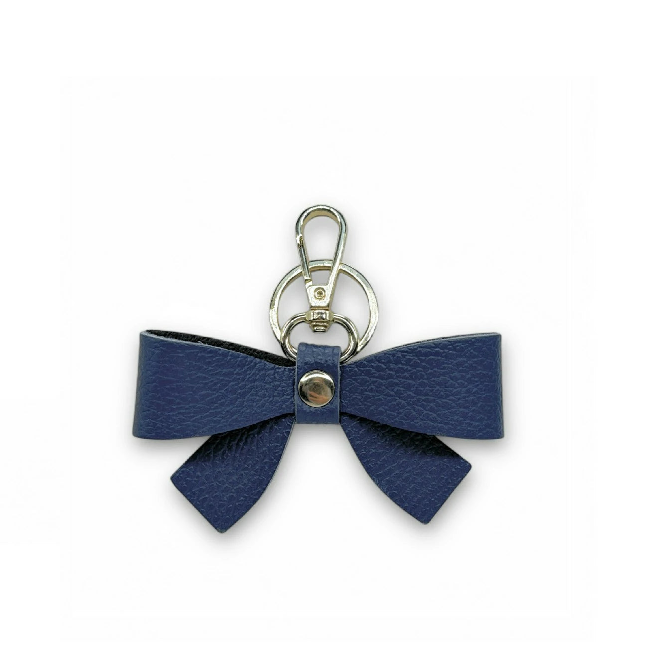 Porte-clés en cuir grainé FARFALA Bleu marine