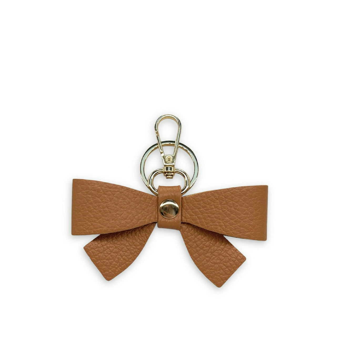 Grained leather keychain FARFALA Dark camel