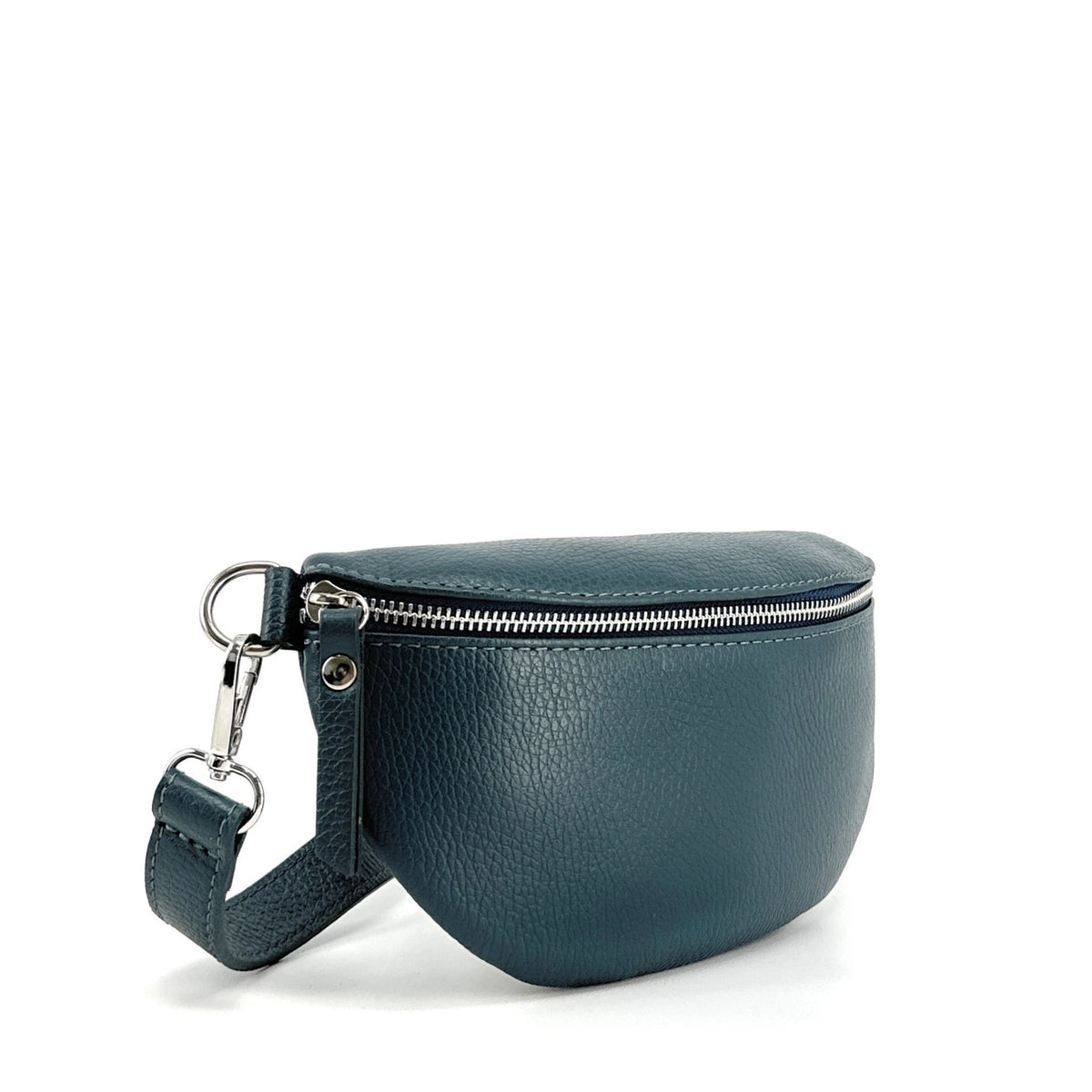 Gürteltasche aus genarbtem Leder LOU Petrolgrün