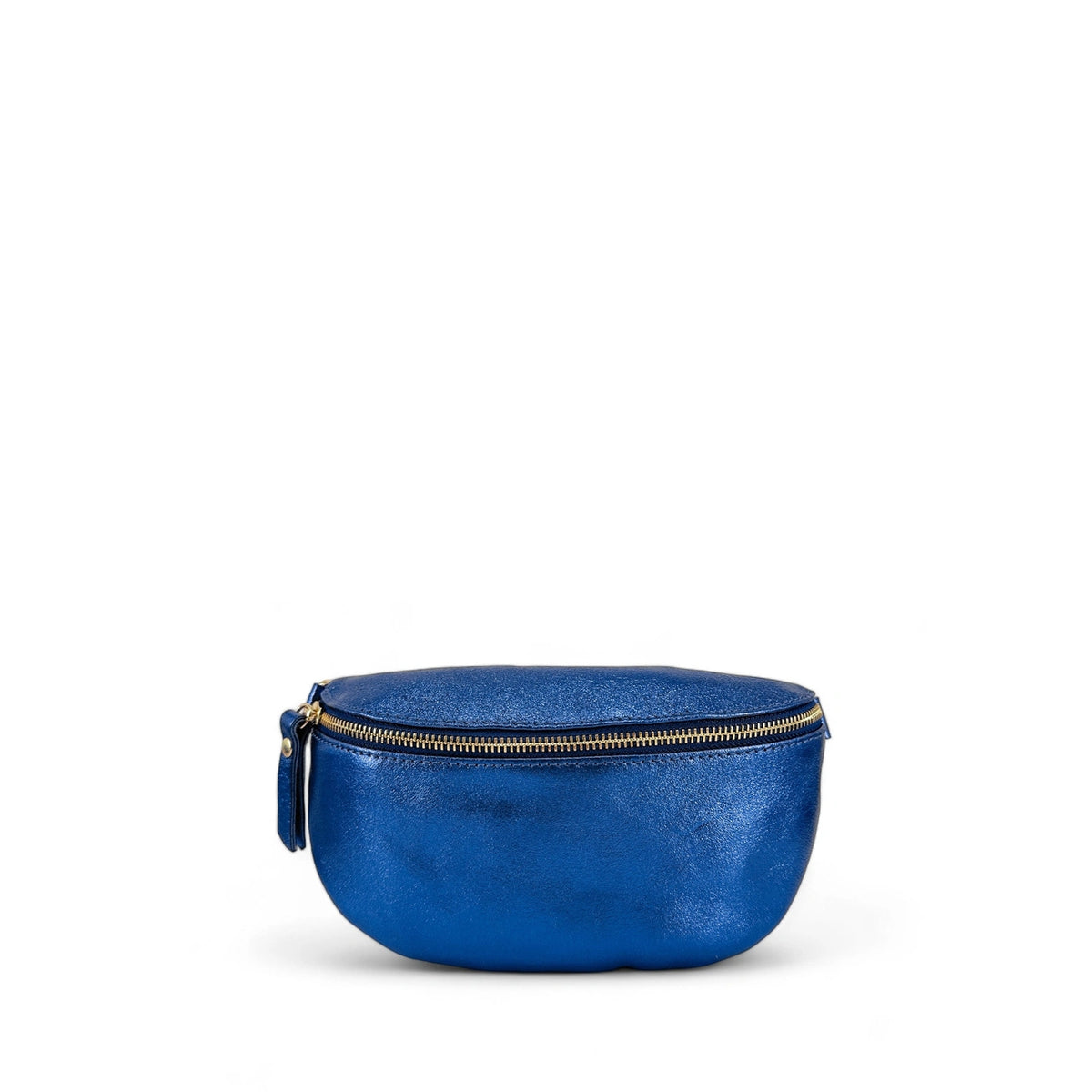 Gürteltasche aus schillerndem Leder LOU-DO mit goldfarbenem Metall irisierendes Königsblau