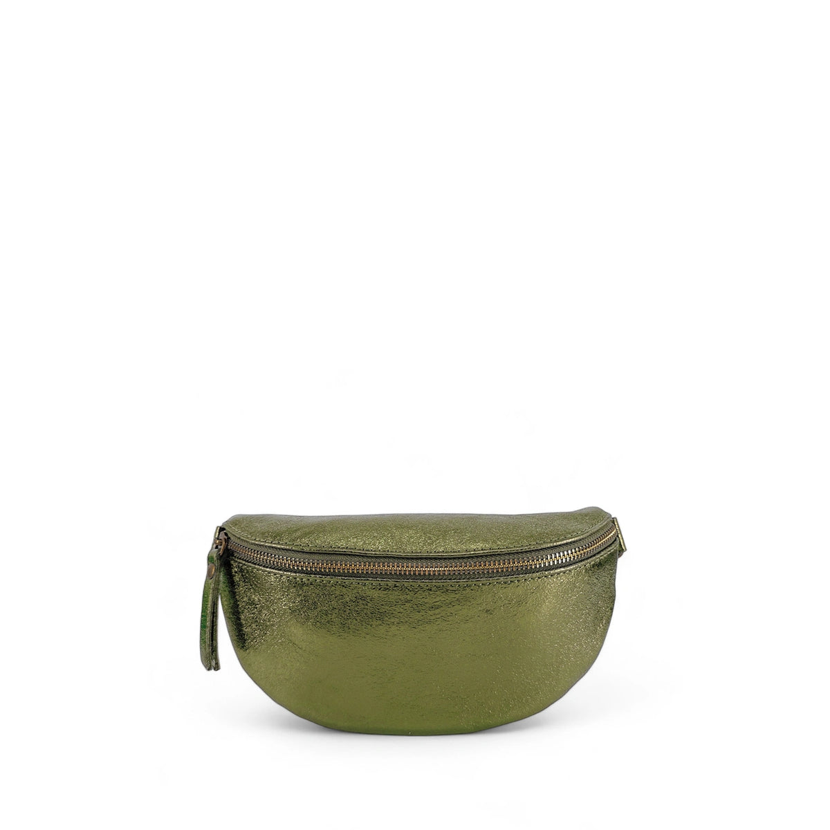 Gürteltasche aus schillerndem Leder LOU-DO mit goldfarbenem Metall, irisierendes Khaki