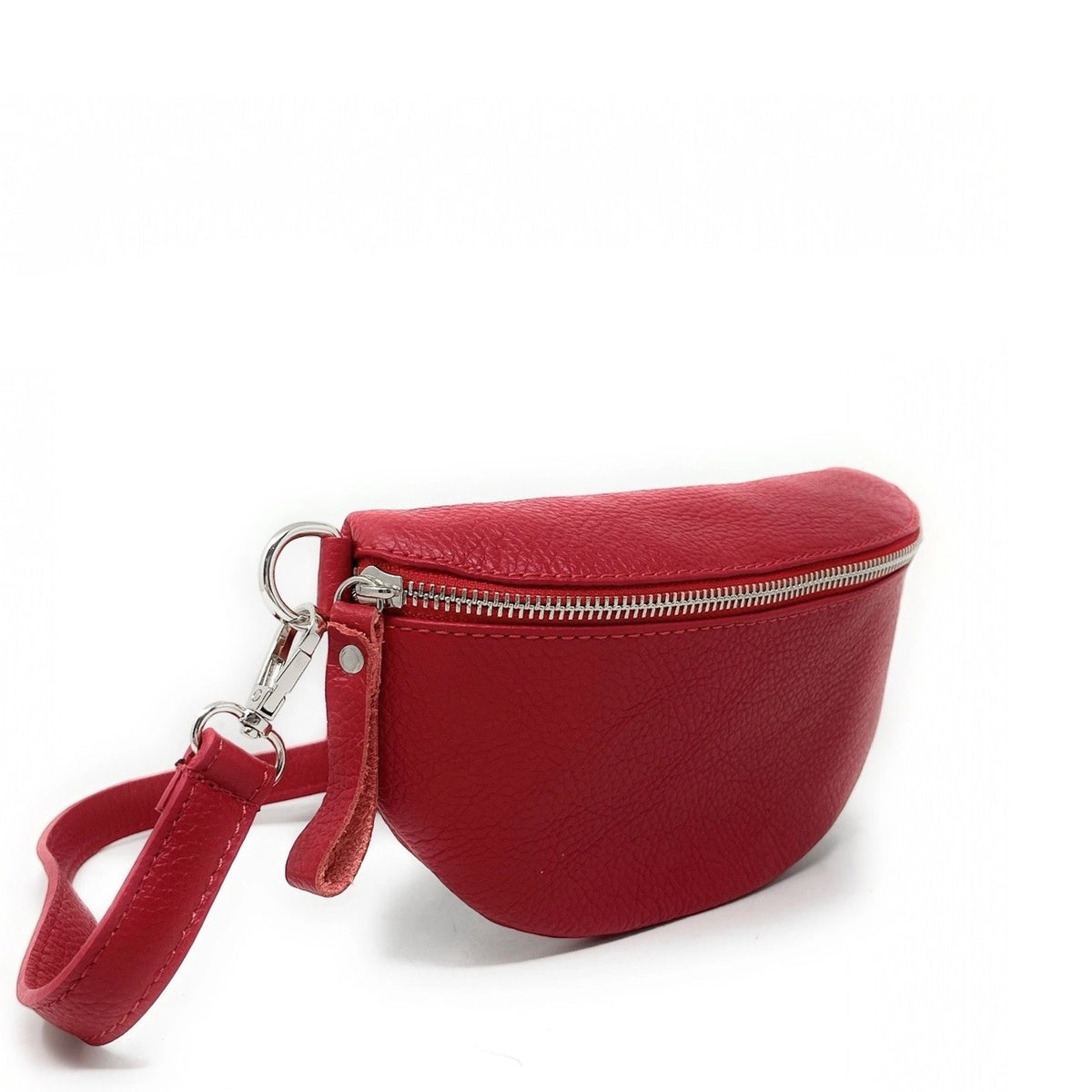 Gürteltasche aus genarbtem Leder LOU Krapprot