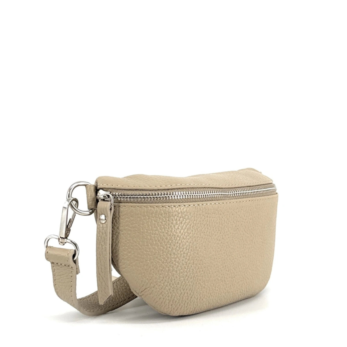 Gürteltasche aus genarbtem Leder LOU Helltaupe